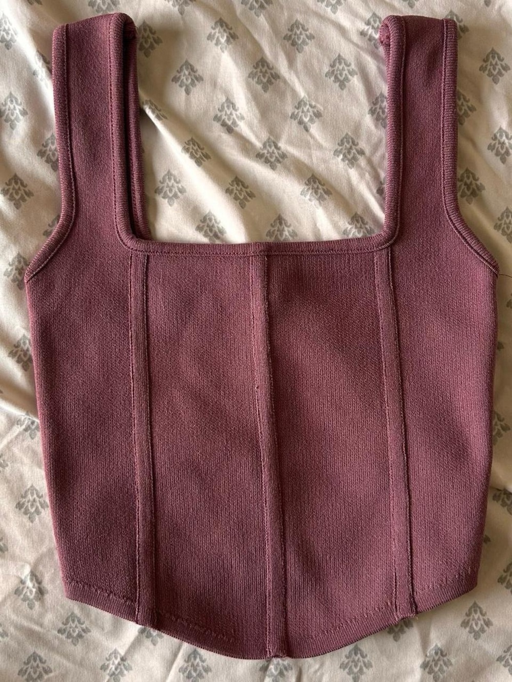 Zara Mauve Square-Neck Cropped Tank